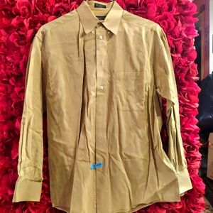 Claiborne Men's Size 15 1/2 32-33 Khaki/Tan Dress Shirt